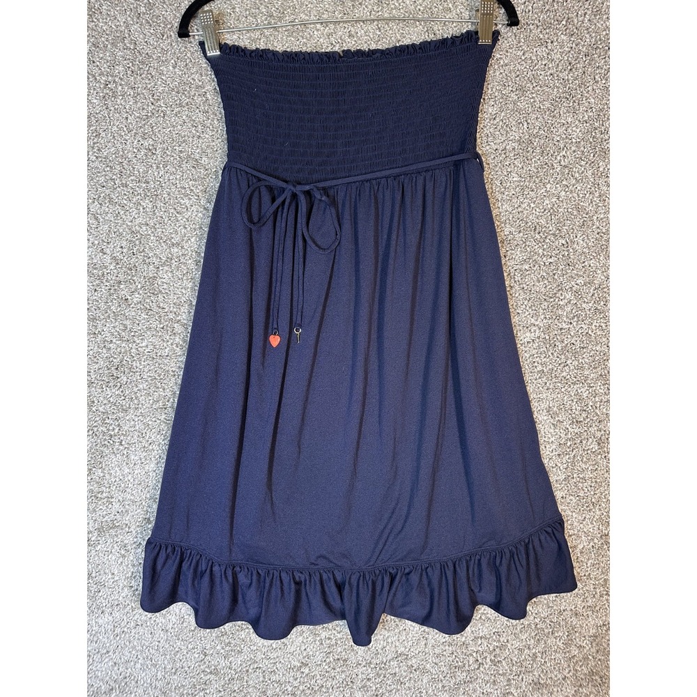 Juicy Couture Strapless Cover Up  Dress Size S‎ Regal Blue Smocked Ruffled Flowy